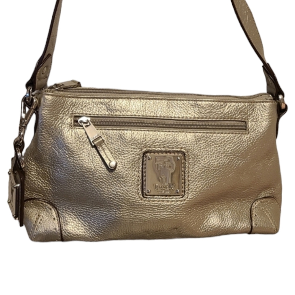 Silver metallic‎ pebbled Tignanelle small handbag purse